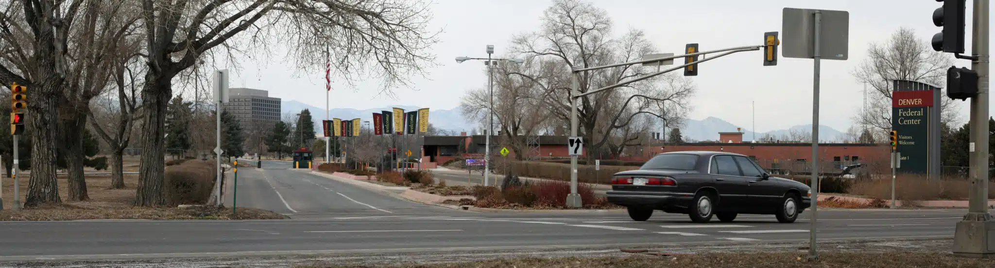 Denver Federal Center visitors entrance in Lakewood, Colorado — the largest federal campus in the state, housing BLM, USGS, Bureau of Reclamation, FEMA, EPA, and dozens of other agencies